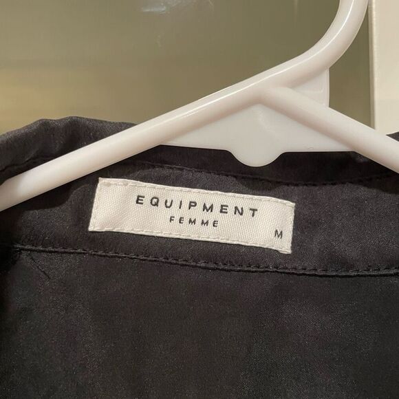 Equipment Femme Black Silk Lace Sleeve Blouse Size M Quinn Goth Emo Whimsigoth - Picture 4 of 6